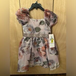 Rare Editions Purple Floral Rhinestone Dress Size 4T NWT